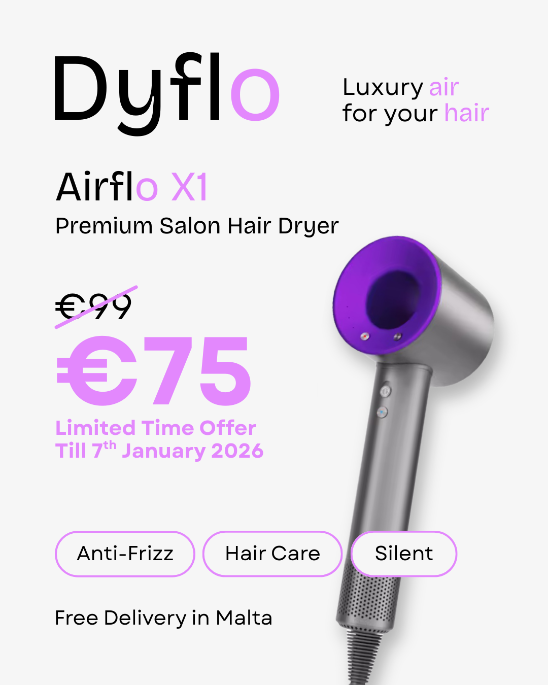 Airflo X1 - Electric Hair Dryer